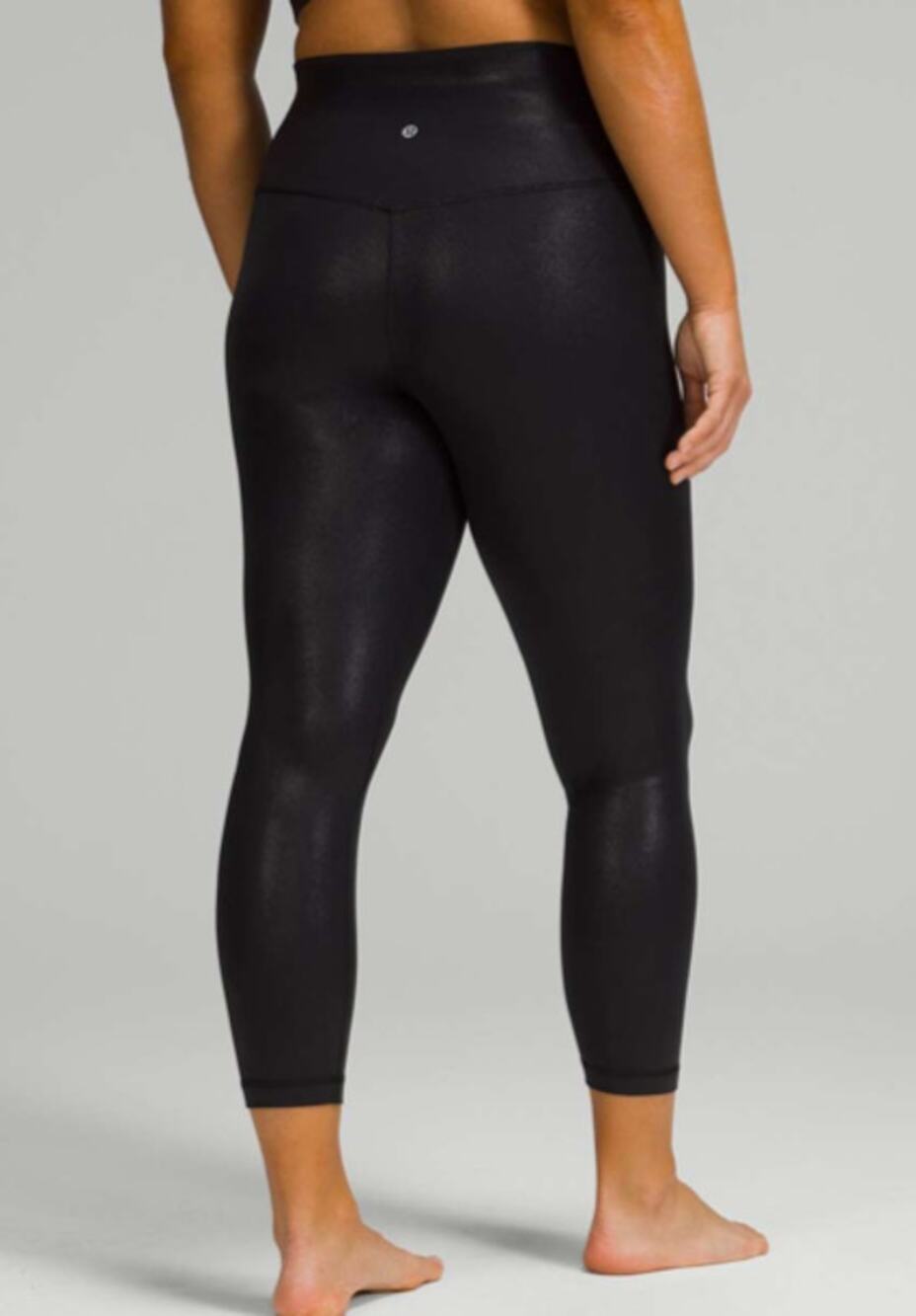 Lululemon Align High Rise Pants 25" Shine Radiate Foil Print Black Yoga Size 6